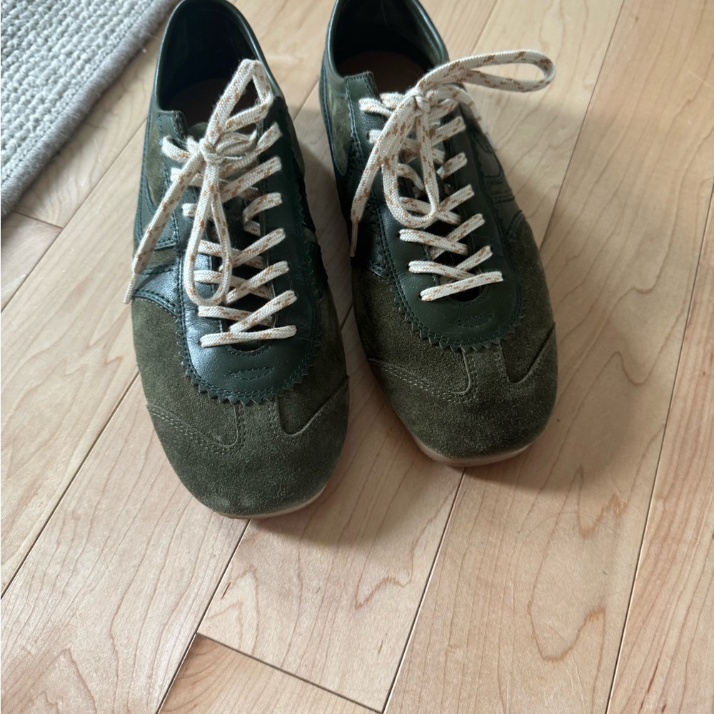Dries Van Noten Olive Green Suede Sneakers - Picture 5 of 5